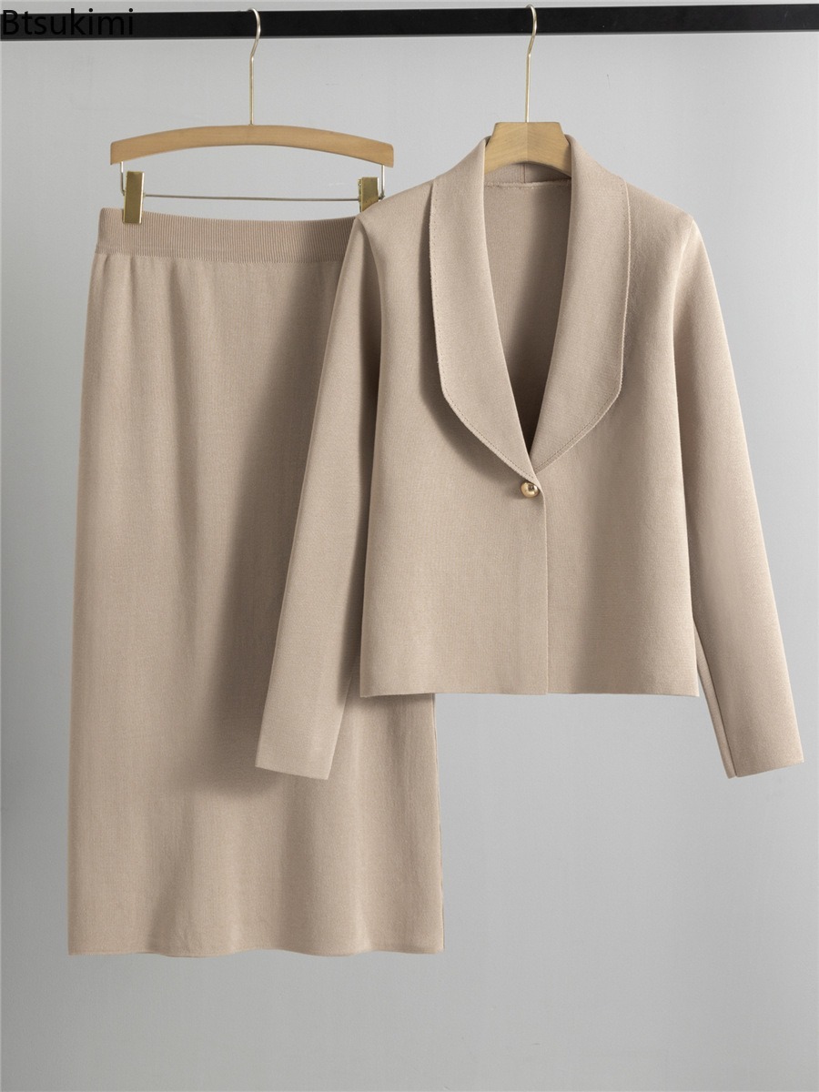 Winter Clothing Pk - Herbst-Winter Strick-Zweiteiler für Damen: Elegante Strickjacke