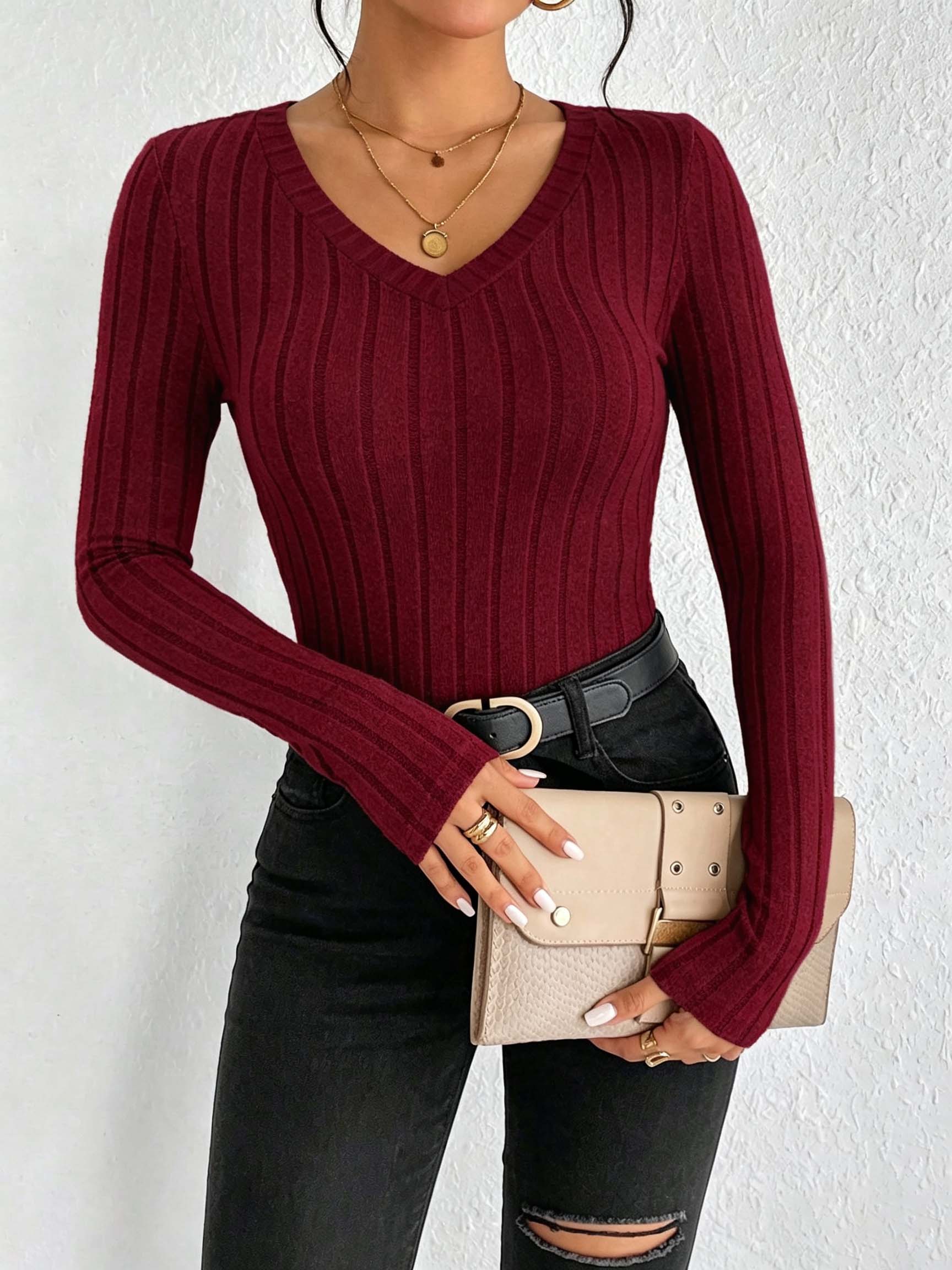 Damen-T-Shirt mit V-Ausschnitt – Winter Clothing For Women Bewertung und Preis