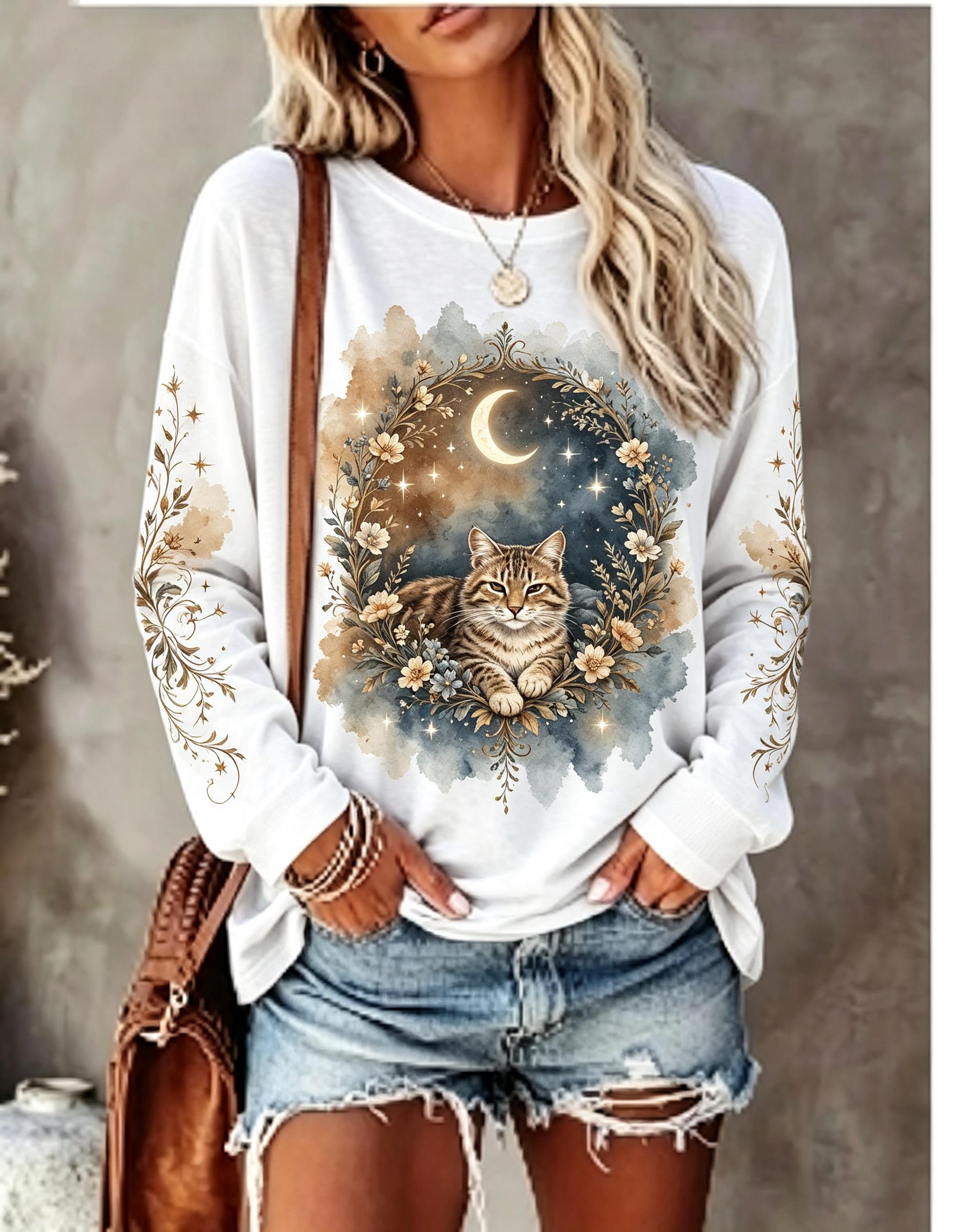 Damen-Langarm-T-Shirt mit Wolf – Winter Clothing For Women Bewertung und Preis
