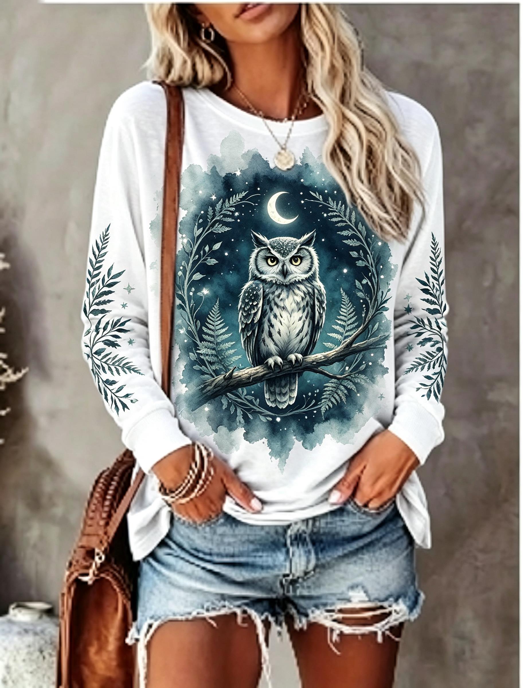 Damen-Langarm-T-Shirt mit Wolf – Winter Clothing For Women Bewertung und Preis