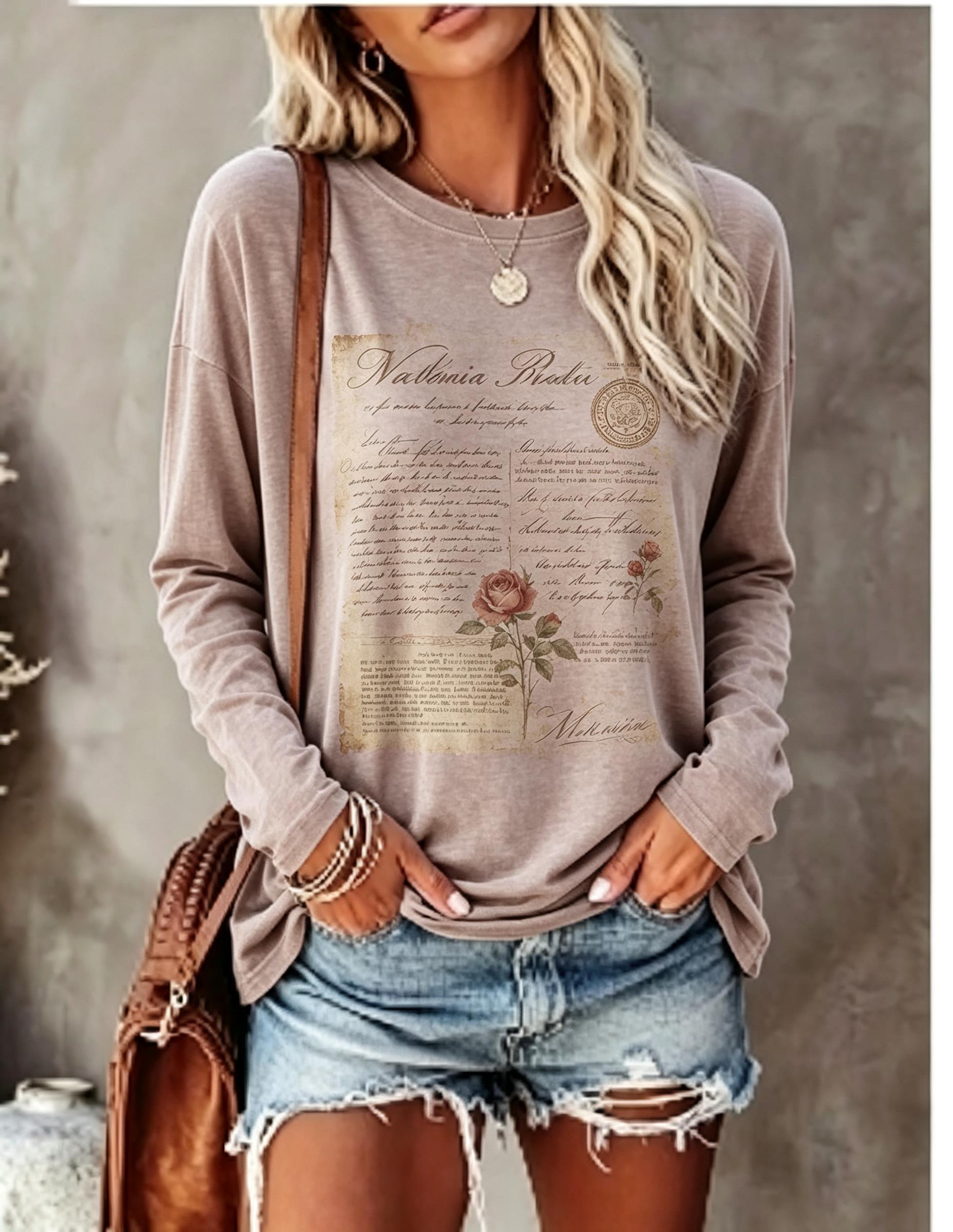 Damen-Langarm-T-Shirt, Vintage – Winter Clothing For Women Bewertung und Preis